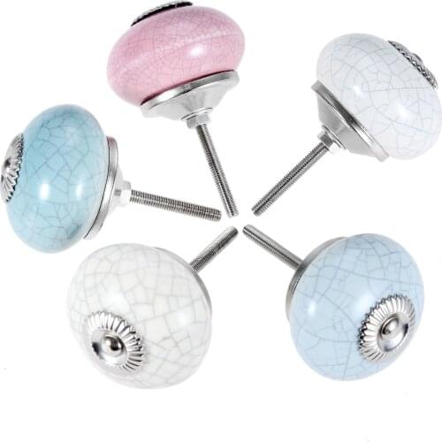 1Pc Single hole Ceramic Drawer Knobs Cracked Ball Round Handle Furniture Handle cupboard 43*26mm