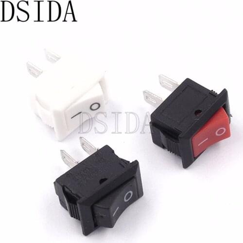 10PCS KCD11 perforate 2pin ON-OFF 3A 250V 10*15MM small boat rocker switch 10x15 power switch white Red and Black New