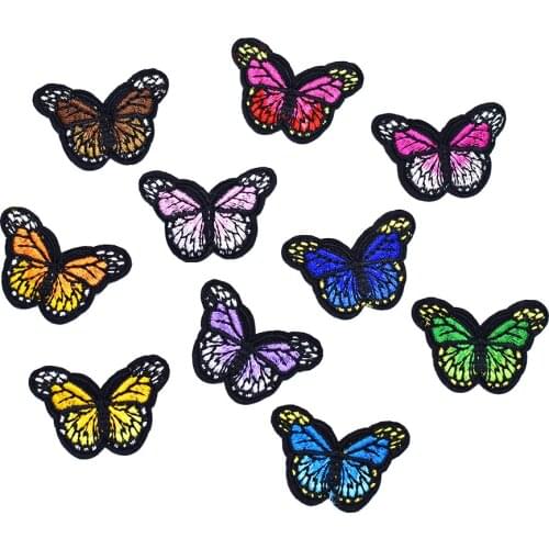 10PCS small size butterfly stripe patches for clothing iron embroidered patch applique sew accessories patch for kid clothes Diy