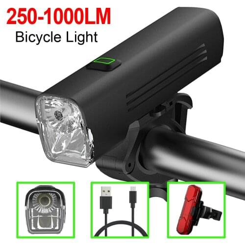1000LM Bike Front Light Set Anti-glare USB Rechargeable MTB Road Bicycle Light Waterproof Led Cycling Headlight Bike Accessories