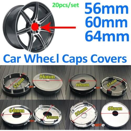 20pcs Car Emblem Wheel Center Caps Covers 56MM 60MM ABS PVC for HYUNDAI Honda Toyota VOLVO Mazda Nissan Car Styling