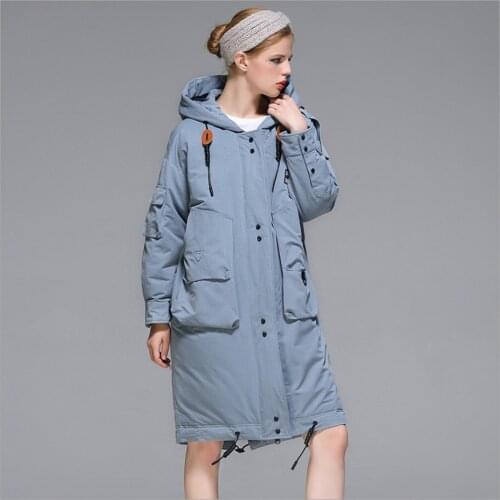 2020 winter down jacket long hooded Parka 90 white duck down coat Womens loose plus size coats thick jackets overcoat outwears