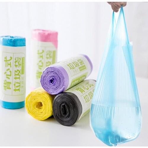 25/30pcs/roll Kitchen Waste Bag Baby Diaper Waste Dispenser Vest Style Storage Bag Nappy Garbage Bags For Home Waste Trash Bags