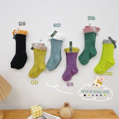 3 Pairs Kids Socks Baby Girl Socks 2021 New Autumn Cotton Children Socks Solid Ruffle Socks For 1-9 Years Old Kids Clothing
