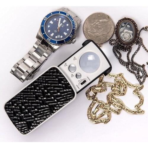 30/60/90X Magnifying Glass Magnifier Jewelry UV LED Slide Light Pull Out Loupe Optical Instruments