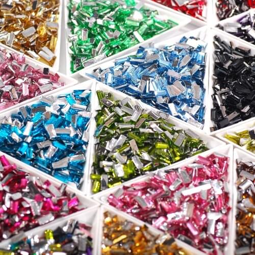 3x7mm Resin Rhinestones 1000 pieces Rectangle Crystal Flat Back Loose Rhinestone Apparel Bags Shoes Decoration Accessories