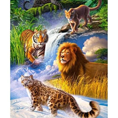 5d diy diamond embroidery Lion Leopard is a family diamond painting Cross Stitch full square/Round Rhinestone mosaic decor L956