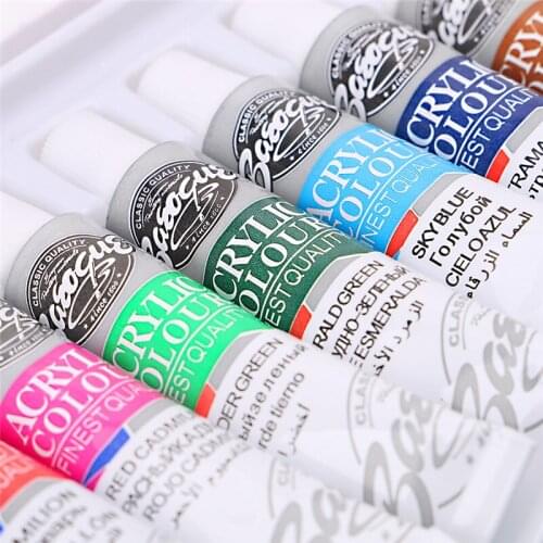 6 ML 12 Color Professional Acrylic Paint Watercolor Set Hand Wall Painting Brush