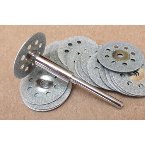 7pcs 16mm-40mm Emery Diamond Coated Double Side Cutting Discs Cut Off Blade Grinding Disc for Dremel Rotary Tools +4pcs Mandrel