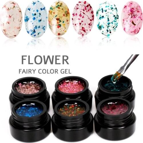 9pc/lot Natural Dried Flower Fairy Nail Gel Polish Fairy series Soak Off Manicure UV Nail Art Gel Glue Fashion Set