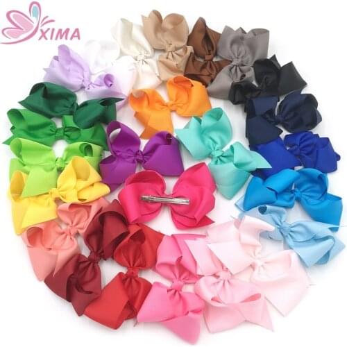 XIMA 32pcs/lot 6inch Big Hair Ribbon Bows Kids Hair Accessories Hair Bows Hairpins for Teens Toddlers Children Women 25 Colors