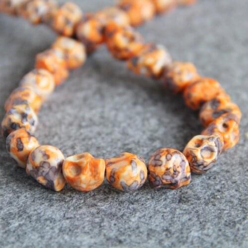 New For Necklace&Bracelet 10*12mm Turkey Stone Yellow Skull Beads Stripe DIY Howlite Lucky Beads Fashion Jewelry Making 15inch