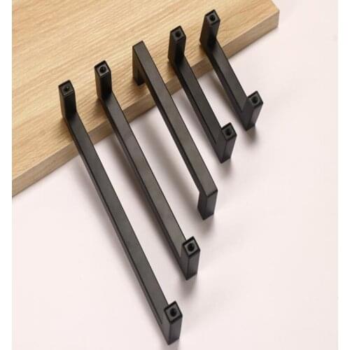 Furniture Black Stainless Steel Square Closet Drawer Cupboard Pulls Bathroom Cabinet Handles Door Knobs Furniture Kitchen 3-15In