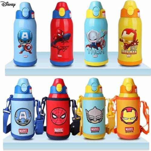 Disney 2021 Disney Water Bottle Children Three Cover 600ML Durable Thermos Cup With Cup Set Straw Cup Gift Tazas Kid Sippy Cup