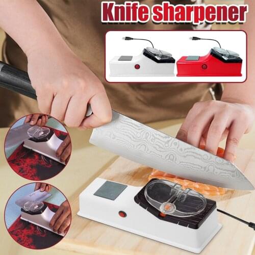 Usb Electric Knife Sharpener Kitchen Professional Rotary Stone Sharpener Automatic Easy Fast Knife Scissor Sharpener Machine#dg4