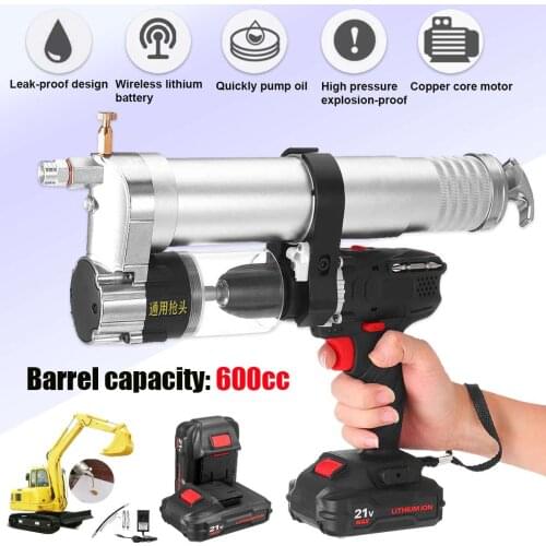 Drillpro 21V 600ml Cordless Electric Grease Gun Rechargeable Lithium Battery Grease Gun Electric Drill Screwdriver Greaser