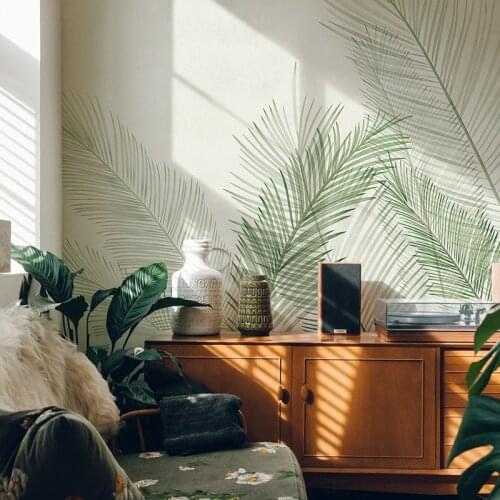 Custom Photo murale Wallpaper Wall Murals Leaf Leaves Bohemian Aesthetics Khaki Green Mural Living Room Sofa Bedroom Home Decor