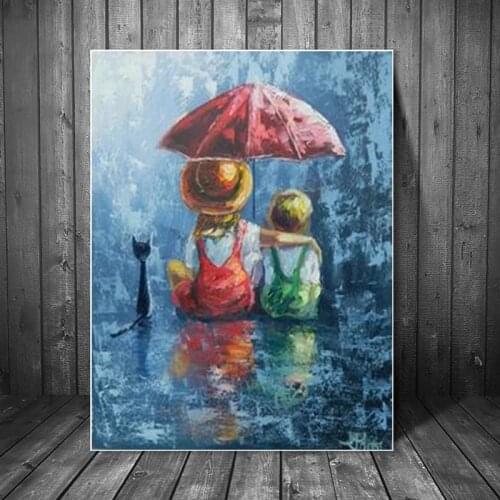 Graffiti Art Brother and Sister Canvas Printings Oil Painting Figure Morden Wall Art Poster Kids Room Home Decor Picture Posters