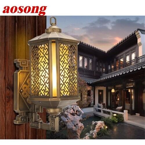 AOSONG Classical Outdoor Wall Lights Retro Bronze LED Sconces Lamp Waterproof IP65 Decorative For Home Porch Villa