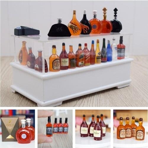Classic Mini 1/12 Scale Dollhouse Miniature Simulation Whisky Wine Bottles Pretend Play Doll Food Drink Kitchen Accessories Toy