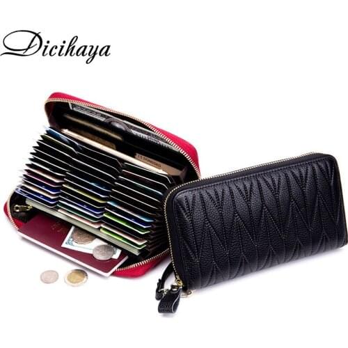 DICIHAYA Women Wallets Genuine Leather Wallet Female Purse Long Coin Purses Holders Ladies Wallet Hasp Fashion Womens Wallets