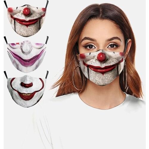 Halloween Fashion Cospaly Horror Joker Mouth Masks Womens Men Unisex Face-Protection Breathable Cycling Spots Adult Party Mask
