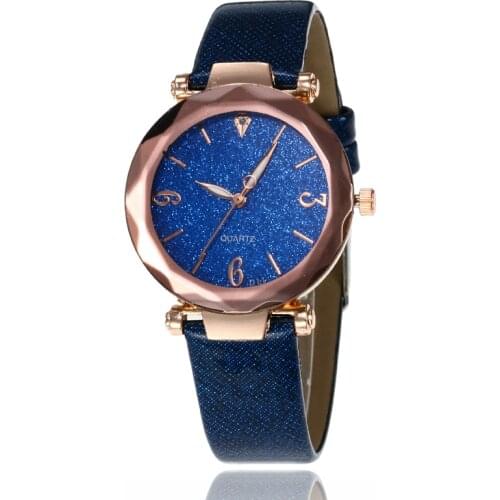 Fashion Leather Strap Watch for Women Stylish Starry Sky Quartz Wrist Watches Gold Buckle Sport Casual Watches montre femme Gift