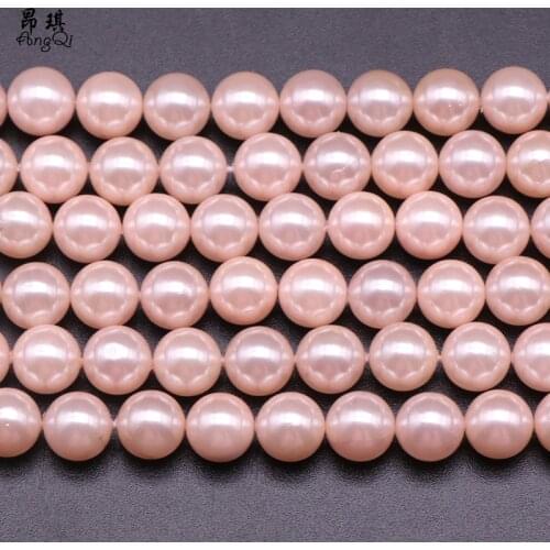Natural Pink Color Shell Pearl Round Loose Beads 6-12mm Pick Size Spacer Beads For Jewelry Making DIY Bracelet Accessories 15