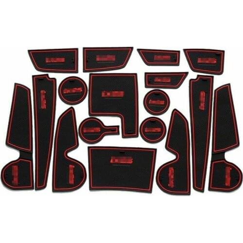 For Hyundai IX25 17pcs Non-slip Interior Door Cup Holder Rubber Mats Red Line