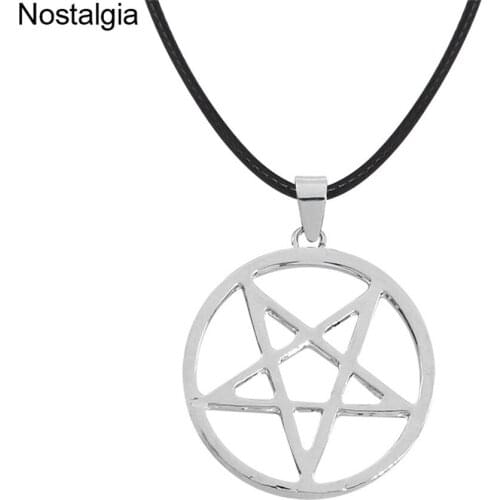 Nostalgia Pentagram In Circle Tibetan Silver Rope Chain Necklace Pentacle Wicca Pagan Jewelery