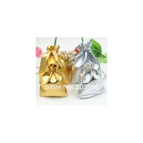 Wholesale 100Pcs Gold & Silver 5.5x7cm Drawstring Organza Pouch Bag/Jewelry Bag,Christmas/Wedding Gift Bag