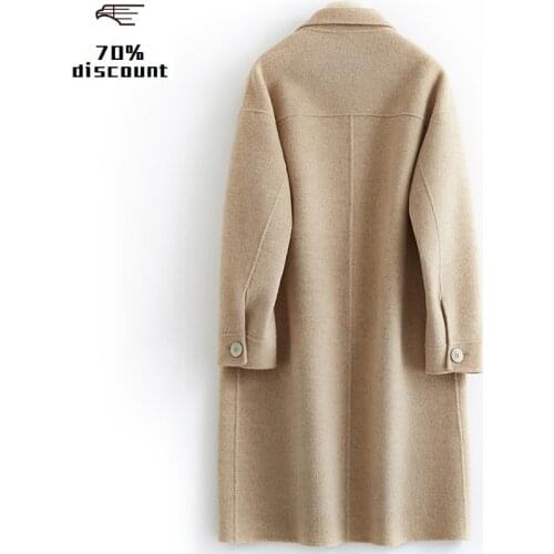 Real Wool Coat Female Alpaca Jacket 2020 Autumn Winter Jacket Women Double Side Coats Korean Long Jackets MY4328