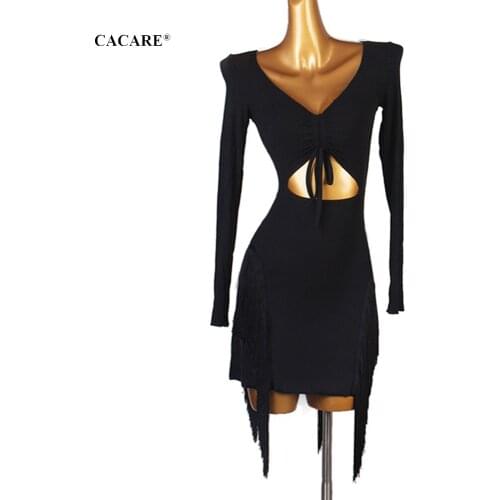 CACARE Fringed Dress SALE Latin Dance Dress Women Latina Salsa Latin Dance Competition Dresses D0889 Tassels Hem