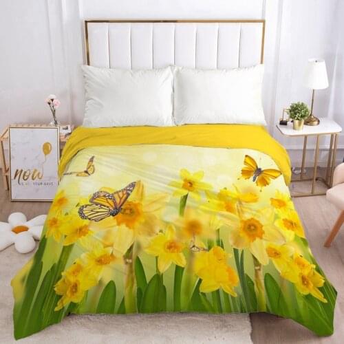 3D Duvet Cover with Zipper Comforter Blanket Quilt Cover 220x240/90/135/150 Bedding Bag Country Yellow Rose