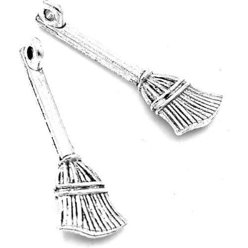 40pcs Broom charms pendant 27x10mm antique silver ornament accessories jewelry making DIY base material