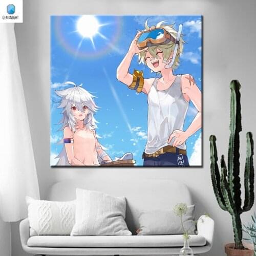 Coloring by numbers Genshin Impact digital paint by numbers Traditional Chinese posters diy digital painting diy oil painting