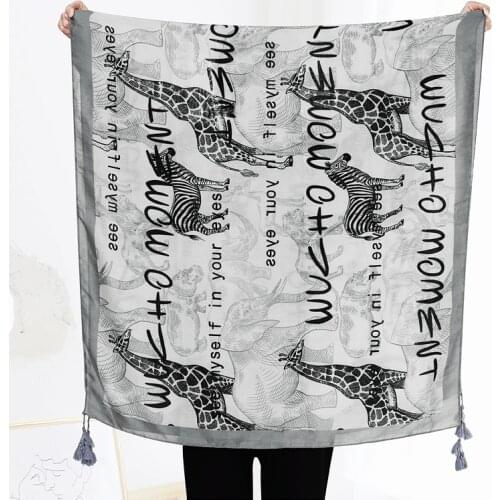 Lovely Animal Rhinoceros Pattern Tassel Viscose Shawl Scarf Lady High Quality Wrap Pashmina Snood Bufandas Muslim Hijab 180*90cm