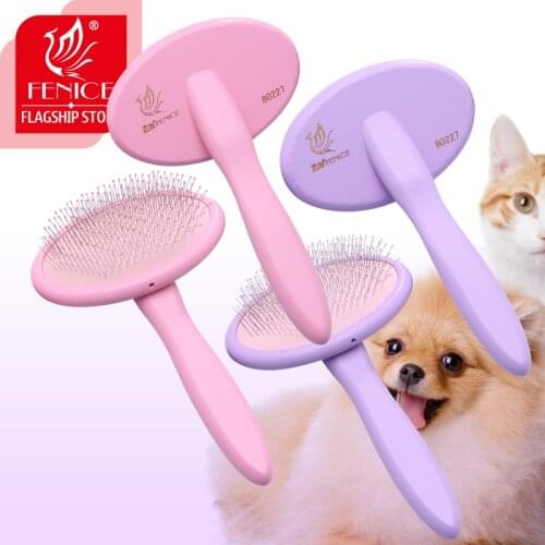 Fenice Pet Brush Dog Cat Hair Massage Handle Comb Dog Grooming Pet Hair Cleaning Pet Cat Dogs Comb
