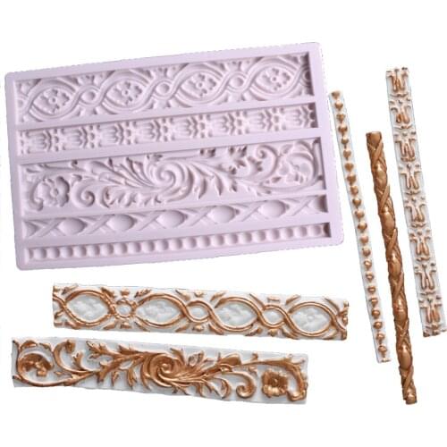 Baroque Pattern Silicone Mold Designer Diy 3D Wall Panel Photo Frame Epoxy Resin Molds Plaster Casting Scroll Relief Flower Lace