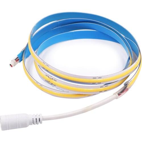 COB LED Strip Lights 12V 24V COB High Density Grow Light Flexible LED Tape High Bright 384/528LED/M Linear Ribbon Natural White