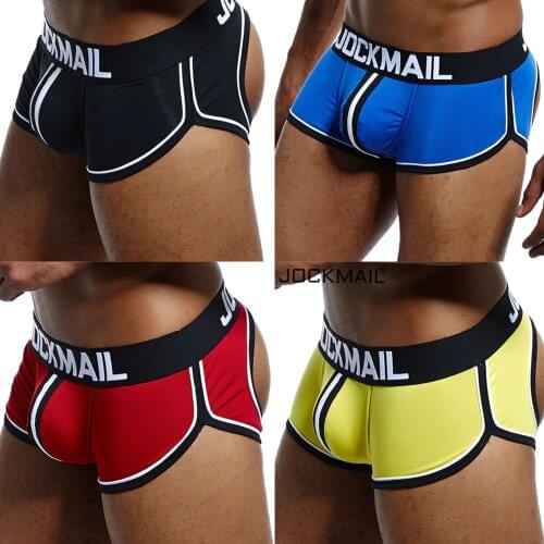 JOCKMAIL 4Pack Sexy Underwear Men Jockstrap Breathable cueca Gay Underwear Cotton boxershorts Panties Low Waist Thongs G-strings