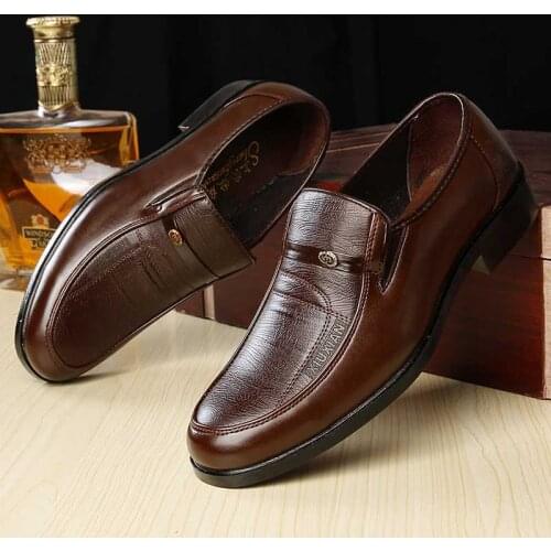 British Suit Shoes 2019 Spring Autumn Men Dress Shoes Business Male Leather Shoes Solid Color Men Work Shoes Slip-on Round Toe