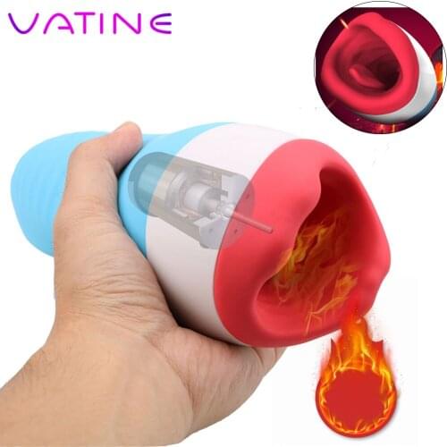 VATINE 10 Speeds Heating Blowjob Male Masturbation Cup Deep Throat Oral Sex Machine Masturbation Vibrator Sex Toys for Men