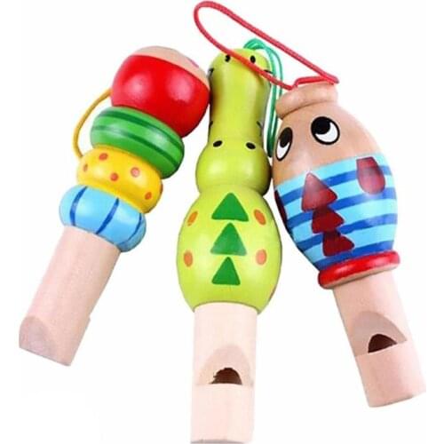 1pc Wooden Toy Children Infant & Toddlers Cartoon Animal Whistle Educational Music Instrument Toy Wood Sand Hammer Rattles