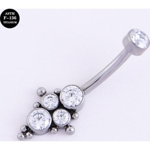 14G ASTM F136 Titanium Internal Thread Belly Button Ring Jewelry for Belly Navel Piercings