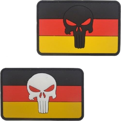 3D PVC High Quality Patches Armband Flag Of Germany Loops And Hook German Flag/Skeleton patches Cloth Patches