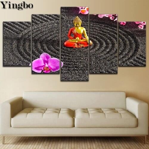 5pcs Orchid Buddha Zen Diamond Painting square round stone Cross Stitch kit Full Drill Diamond Embroidery sale 5d art needlework