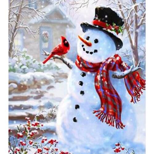 5D DIY Diamond Painting Landscape Painting Beautiful Snowman Picture Cross Stitch Square Round Diamond Embroidery Decor WG2869