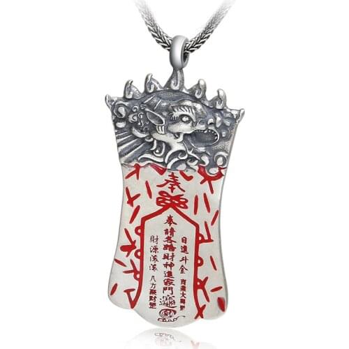 925 Sterling Silver Chinese Magic Charm Lucky Charm Pendant for Men and Women