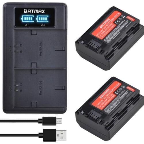 2pcs 2650mAh NP FZ100 NPFZ100 NP-FZ100 Battery + LED Dual USB Charger for Sony Alpha A7III A7R III A9 Alpha 9 A7R3 A6600 Cameras